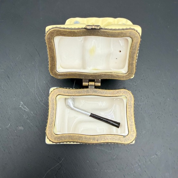 Vintage Golf Cart Ceramic Hinged Trinket Box with Miniature Golf Club Yellow - Picture 3 of 8